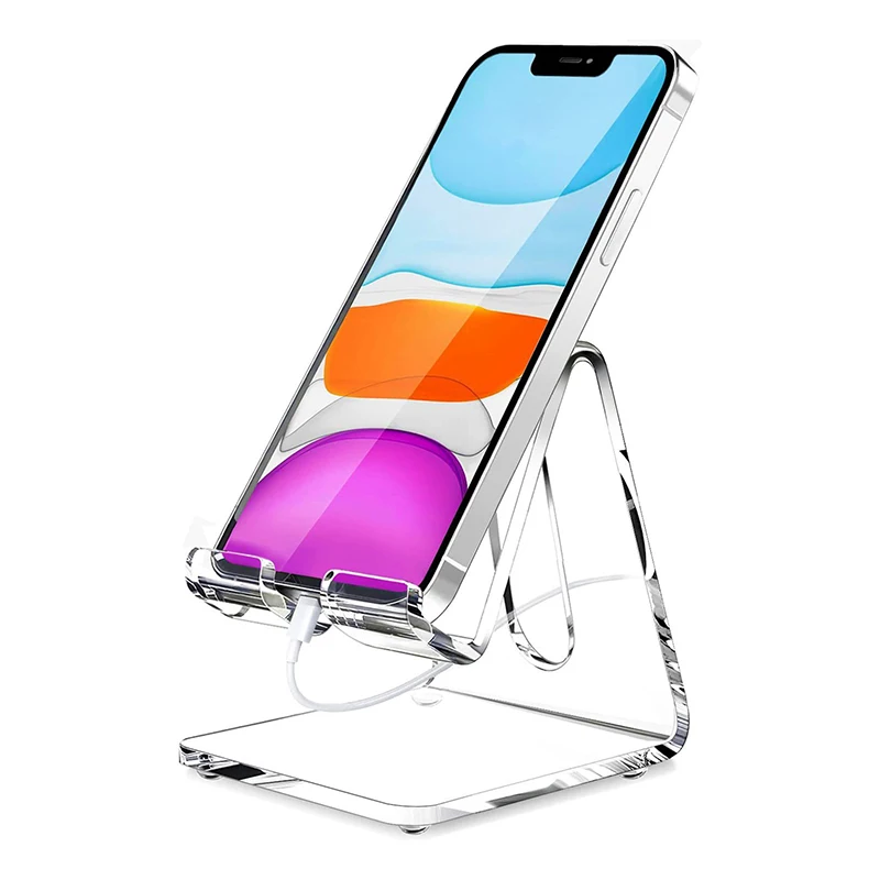 Clear Acrylic Cell Phone Stand Desk Dock Holder For Smartphone Universal Desktop Charger Support Telephone Mount
