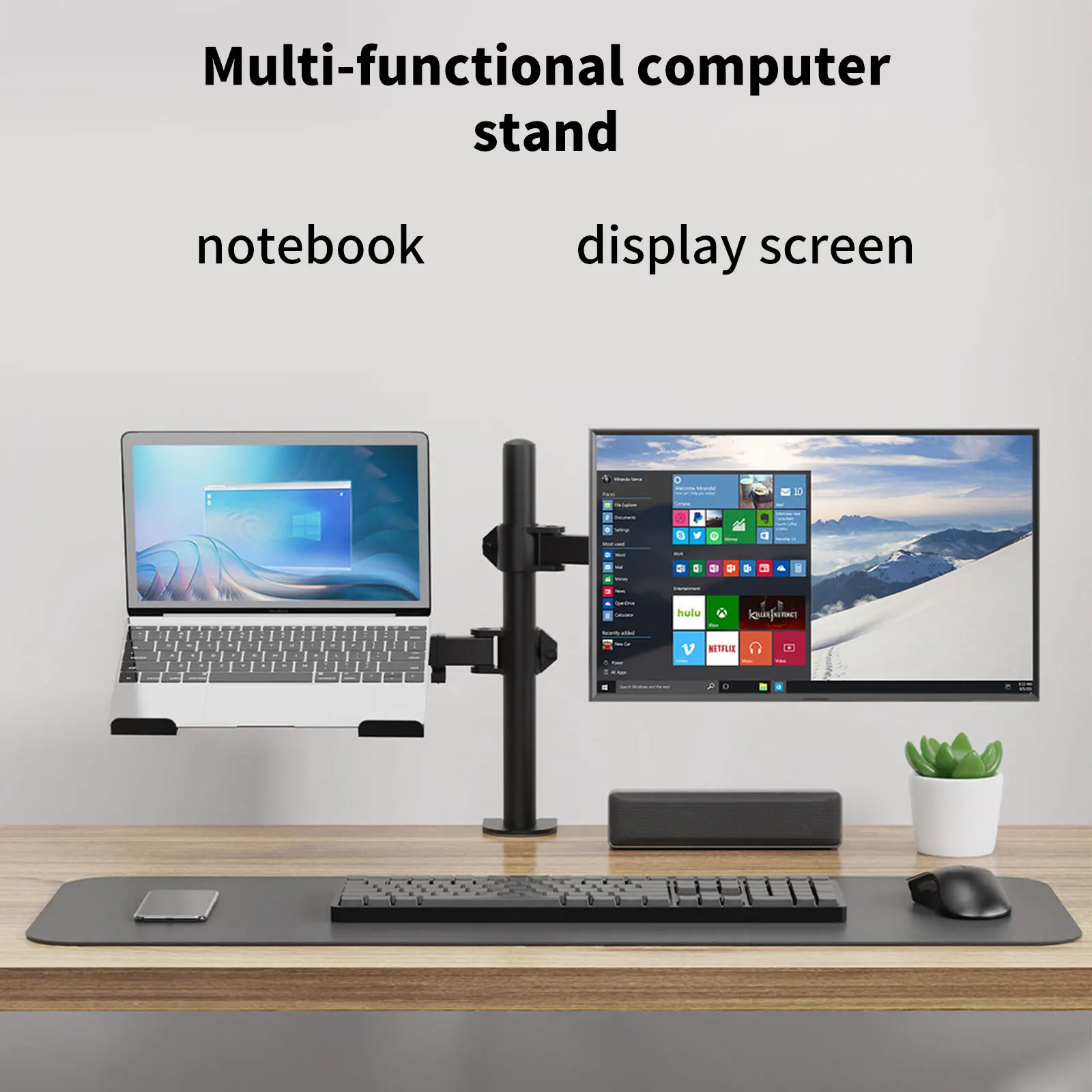 Dual-Monitorhalterung für 13′′–27′′ Bildschirme, verstellbarer Dual-Monitorständer, mit 180 ° Drehbar, neigbar, 360° ° Rotation für das Home Office – Detail 3