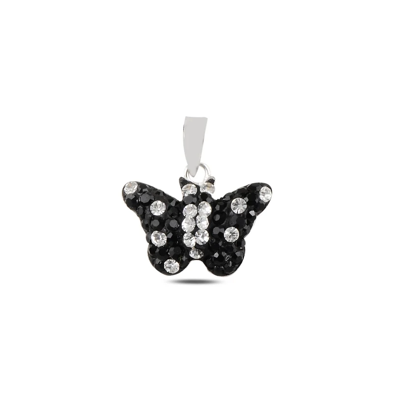 

Silver 925 Sterling Butterfly Crystal Gemstone Pendant