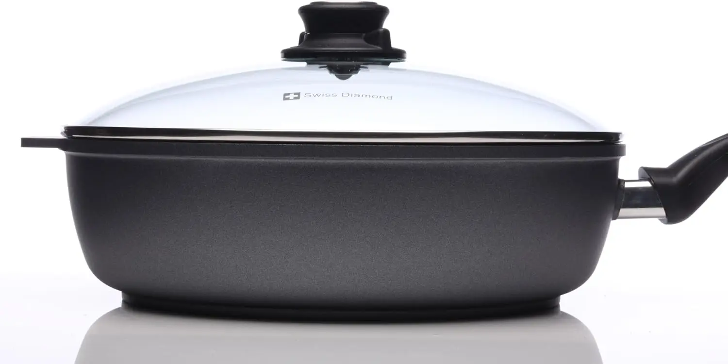 Nonstick Diamond Coated Aluminum Saute Pan Includes Lid - Dishwasher and Oven Safe 3