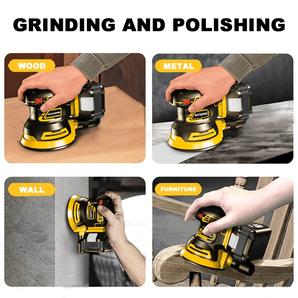 125mm Electric Cordless Disc Random Orbital Brushless Sander Grinding Polisher 3-Speed Sanding Machine Fit Makita 18V Battery 5