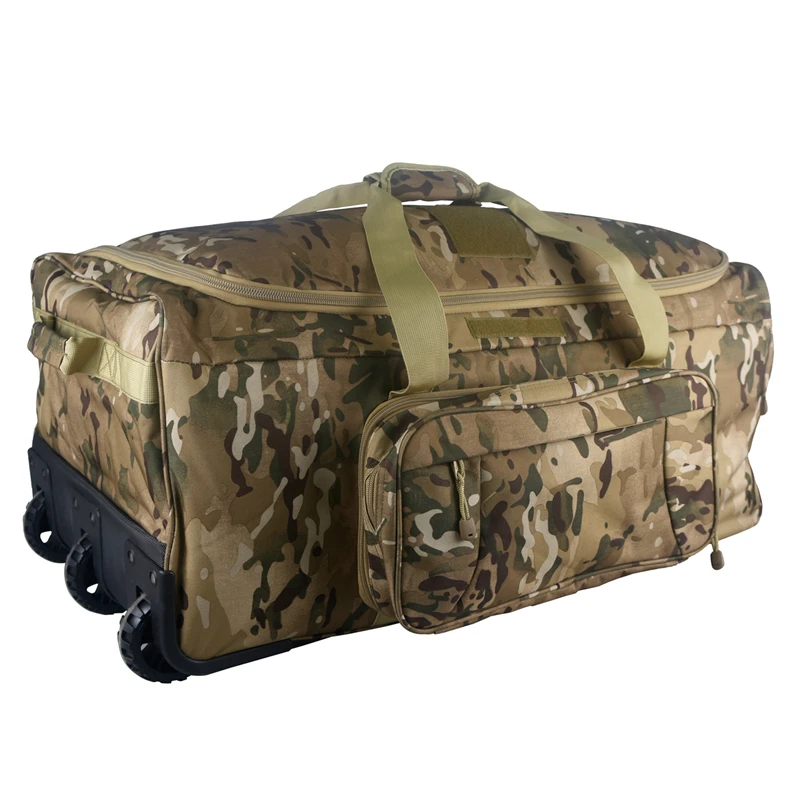 thumbnail image 1 of Bolsa de lona táctica de gran capacidad de 124L, equipaje rodante para acampar de alta resistencia, senderismo, maleta de viaje, 1 of 4