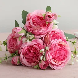 Elegant Artificial Silk Rose Peony Bouquet for Home and Wedding Decor (18)