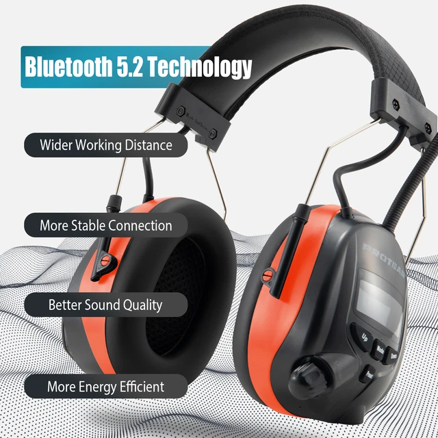 Cascos protectores de oídos PROTEAR con radio digital, auriculares con  Bluetooth, radio AM, FM, protectores para oídos
