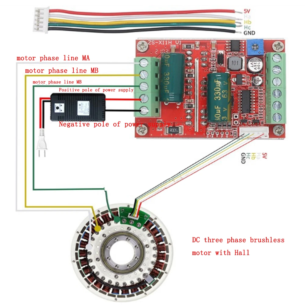 DC 6-60V 16A 400W 3 Phases Hall Brushless Motor Controller Board BLDC PWM Driver Module