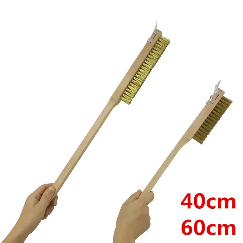 Pizza Oven Copper Brush Wood Handle Bristle Brass Grill Cleaning Small Brush for Roccbox Onni Koda Oven Clean pizza Shovel peel