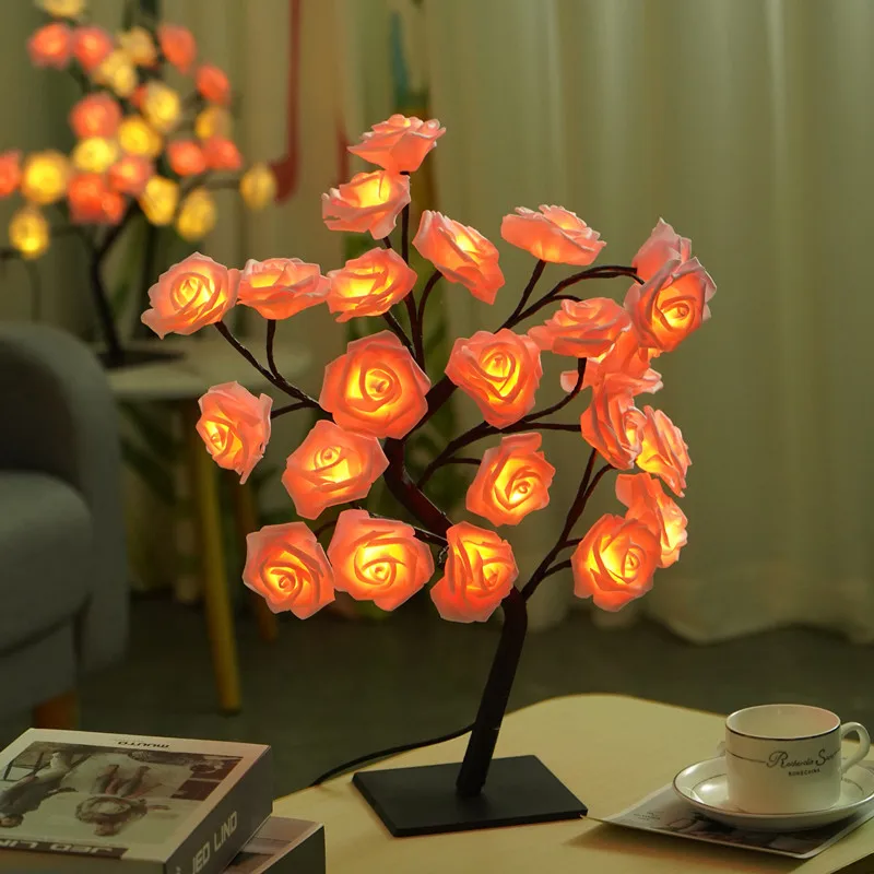 LED Rose Tree Lamp, USB Powered Flower Night Light