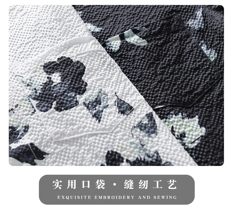 Men's Hawaiian Shirts Short Sleeve Beach Shirt Vacation Button Down Shirts Relaxed Fit Bubble Texture Casual Flower Printed Tops