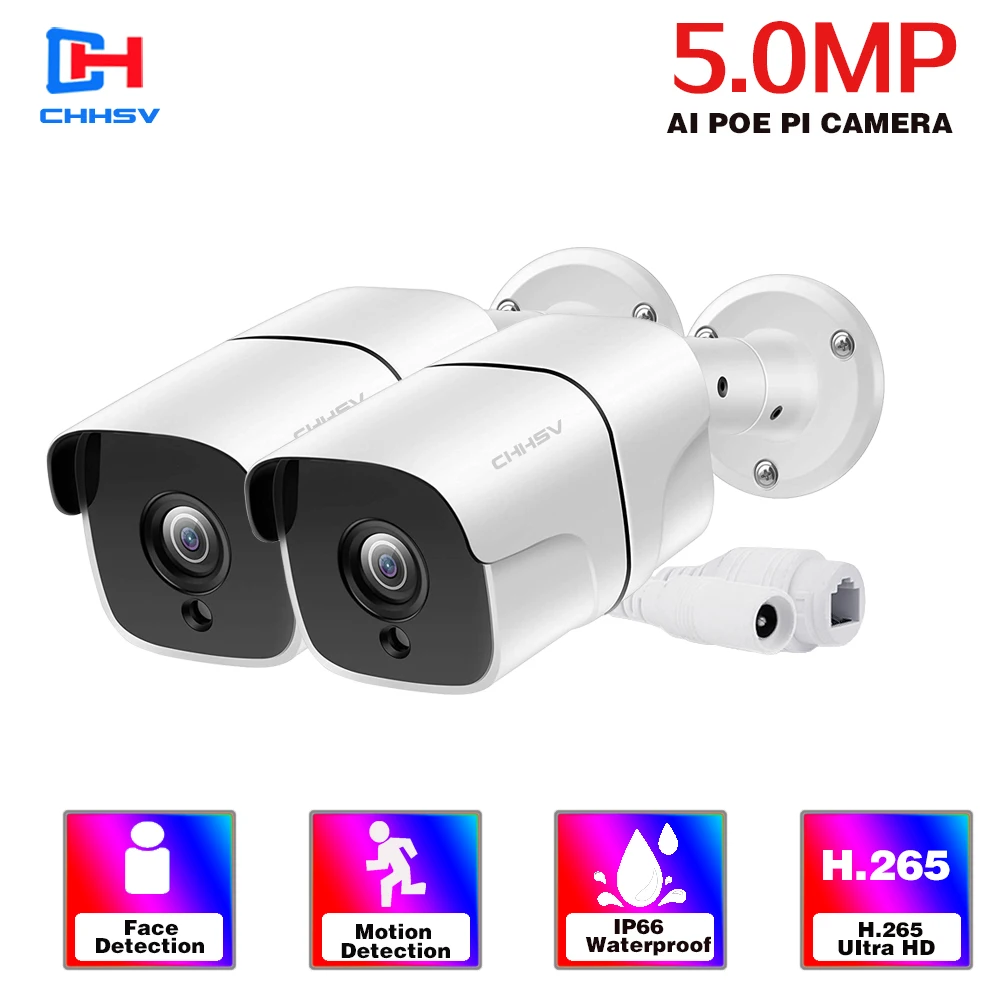 CHHSV 5MP POE HD IP Camera Outdoor Waterproof Infrared Night Vision 2.6 CCTV Video Surveillance Security P2P Email alerts |