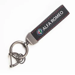 Alfa Suede Key Ring Sport Car Keychain with Emblem - Custom Gift (FMP - Black)