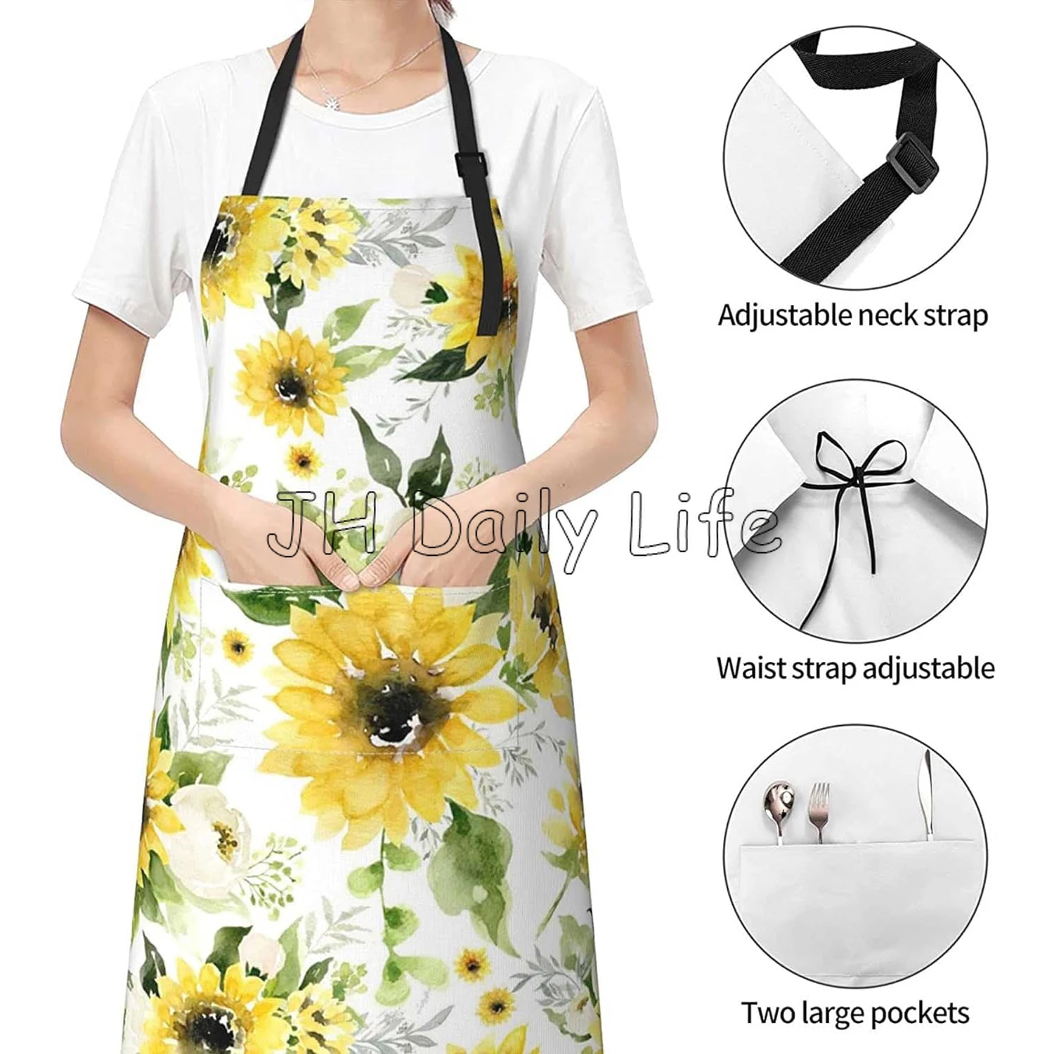 4 Packs Chef Schort met 2 Zakken, Waterdicht Verstelbare Schort voor Mannen Vrouwen, Professionele Schort Perfect voor Keuken Koken Bakken Tuinieren Restaurant BBQ (Zwart