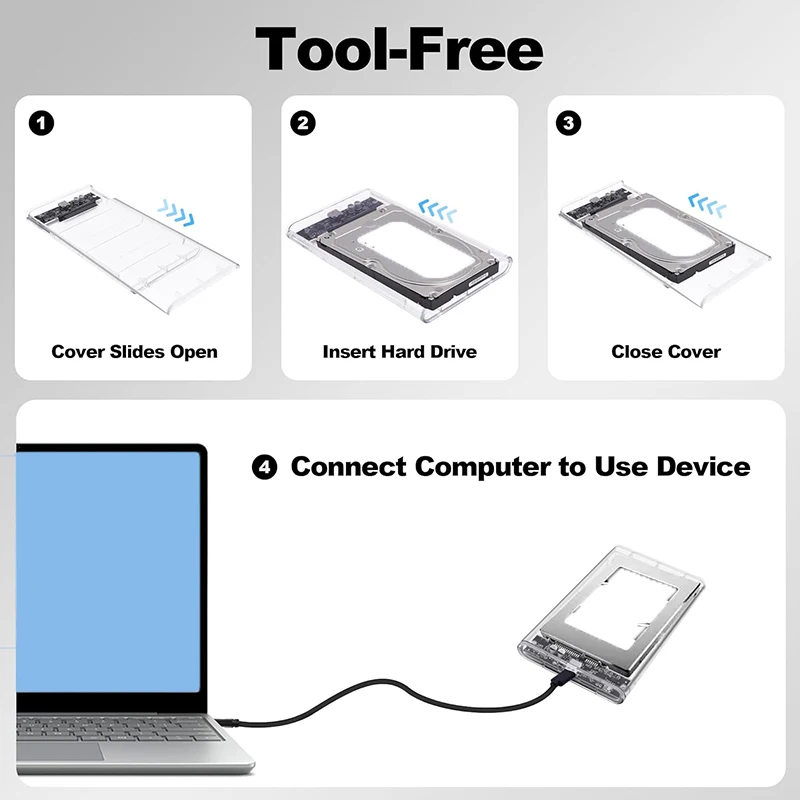 USB 3.1/USB 3.0/타입 C HDD 인클로저 2.5인치 SATA SSD 외장 하드 드라이브 케이스 5Gbps 전송 속도 도구 없이 설치 가능한 하드 디스크 박스