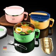 Fast Food Noodles Bowl With Colorful Box Package Student Lunch Box Soup Bowls Ramen Bowl Instant Noodles Bowl With Lid