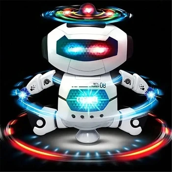 Robot giocattolo intelligente danzante con rotazione a 360° °   Giocattolo elettrico con rotazione ed effetti luminosi, divertente gioco interattivo per bambini dai 14 anni in su