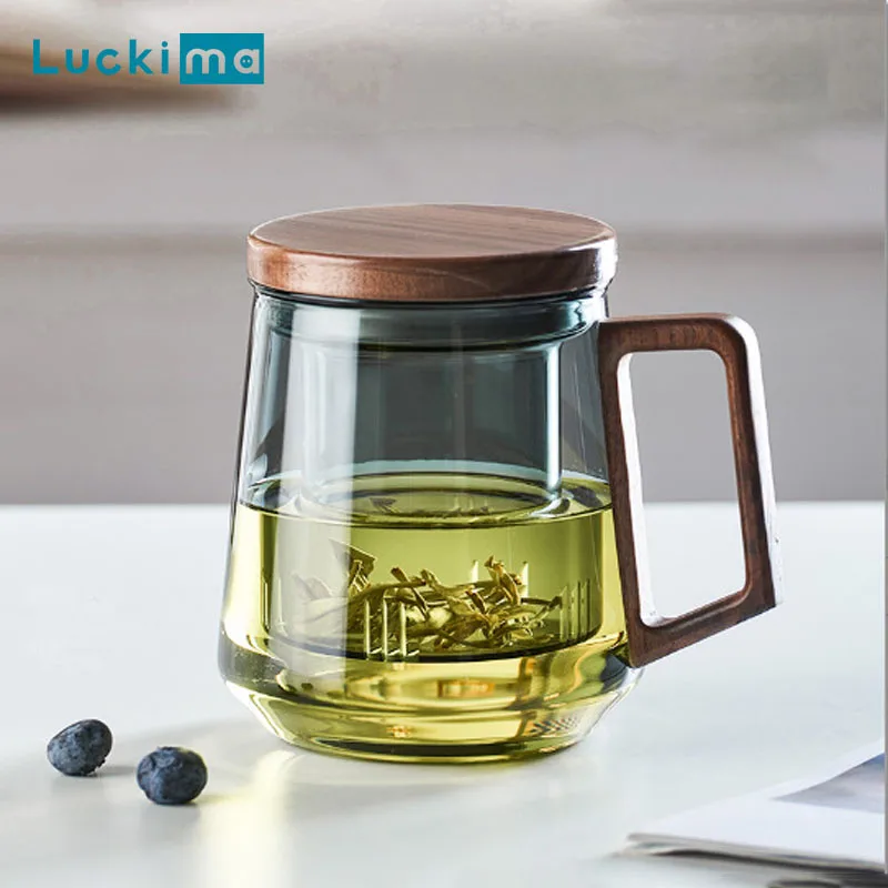 

New Coffee Mug Glass Tea Cup for Home Office with Tea Infuser Basket Thickened Glass Cups Teacups Men Dad Present for Christmas
