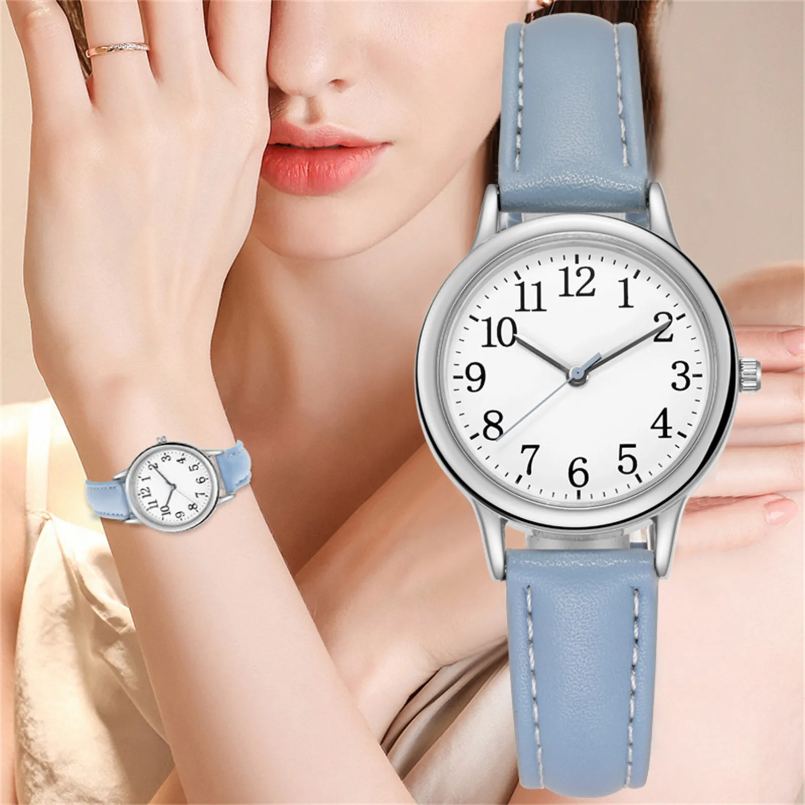 

Ladies Diamond-Studded Luminous Retro Female Watch Leather Belt Quartz Watch Women Simplicity Casual Decoration Wristwatches