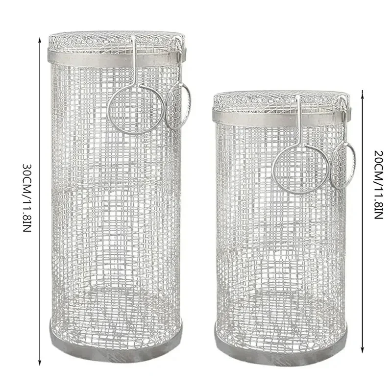 Stainless Steel BBQ Grill Basket Wire Mesh Cylinder Portable Round Grill Basket Barbecue Rack for Outdoor Camping barbecue rack set