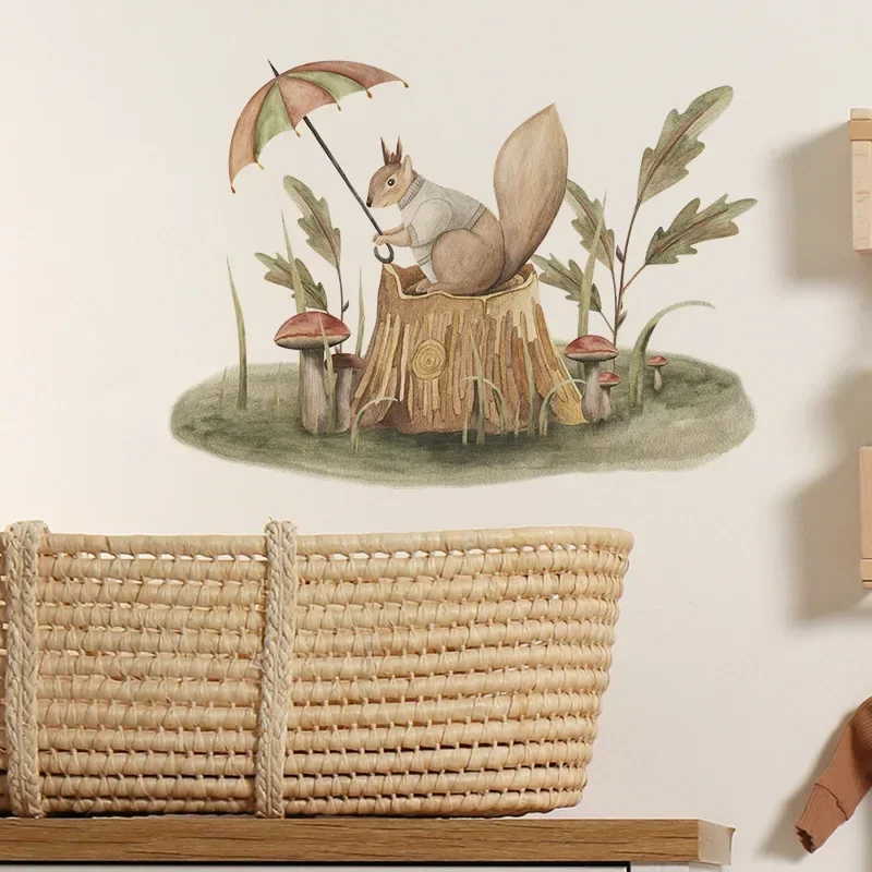 Hand Drawn Cute Deer Rabbit Fox Wall Stickers for Kids Rooms Nursery Living Room Baby Bedroom Wall Decor Animals Child Wallpaper wall stickers luminous wall stickers vinyl decal stickers