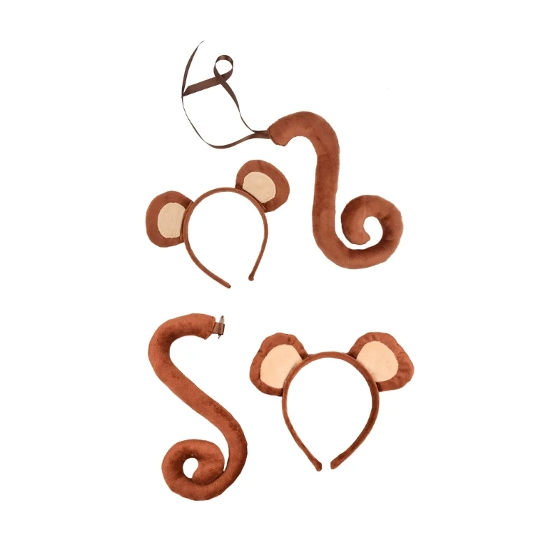 

Monkey Costume Accessories Set-Monkey Ears Headband Tail Monkey Fancy Dress Prop