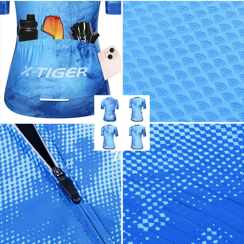 X-Tiger Summer Womens Bike Jerseys Breathable Sun Protection Cycling Jerseys Mountain Bicycle Riding Short Sleeve Sportwear