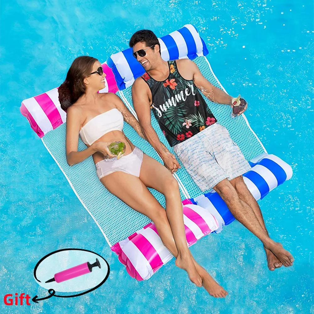 PVC Inflatable Floating Row Foldable Swimming Pool Party Beach Water Hammock Float Bed Lounger Chair Summer Pool Air Mattresses