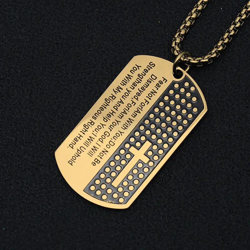 Men's 24K Gold Titanium Dog Tag Pendant Necklace