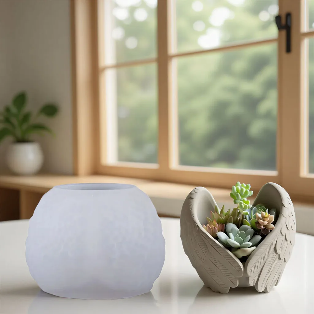 천사 날개 실리콘 금형 DIY 석고 화분 금형 날개 촛불 홀더 금형 다육 꽃 냄비 콘크리트 저장 용기 금형