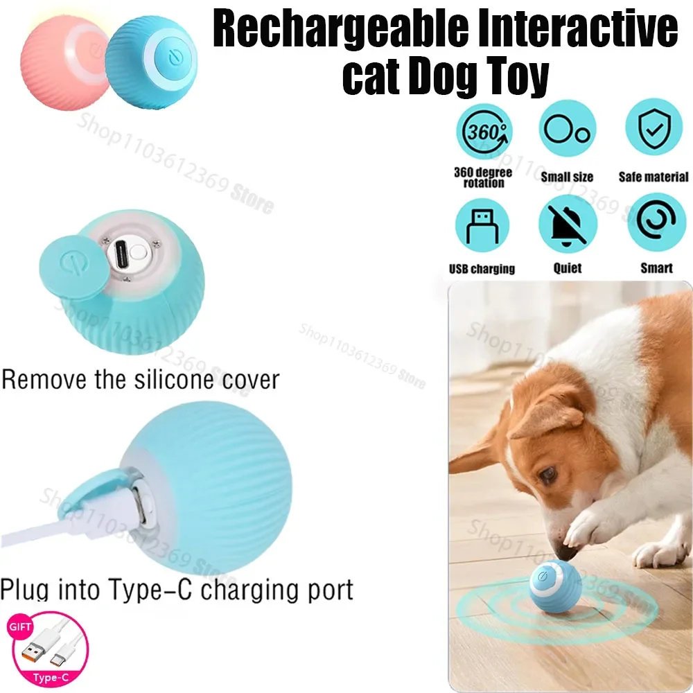 USB charging cat interactive ball, intelligent cat and dog toys, electronic interactive toys, indoor automatic scrolling