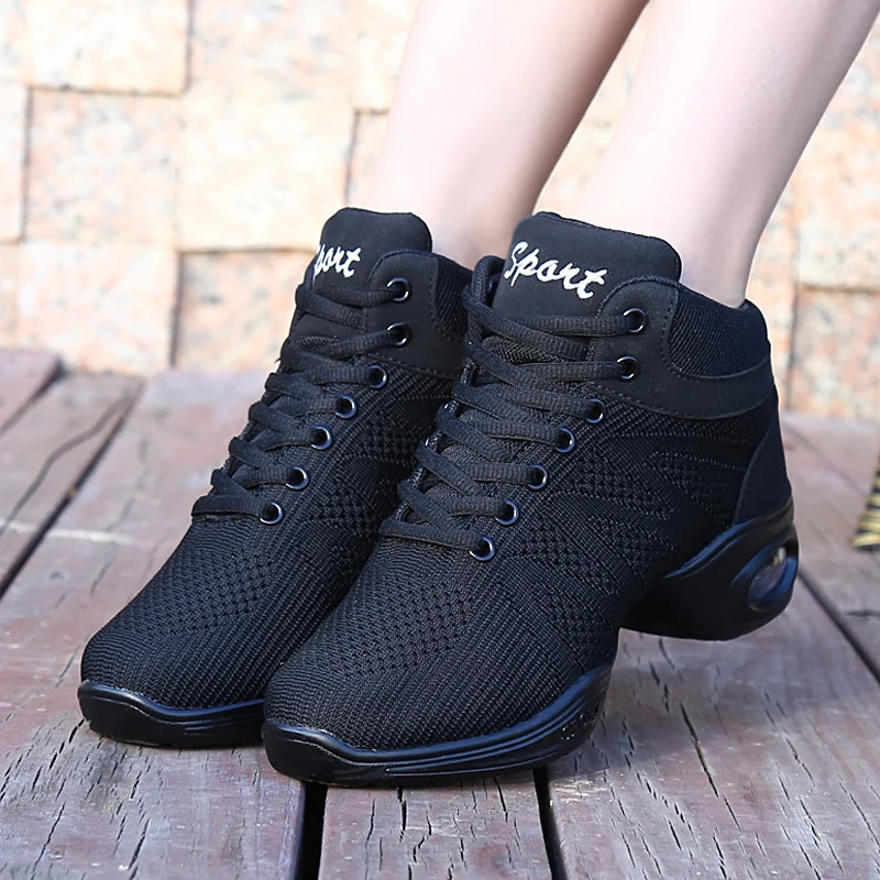 Women Dancing Shoes Jazz Dance Sneakers Hip Hop red white Breathable soft sole comfortable flexible Dance Sport Shoes 5