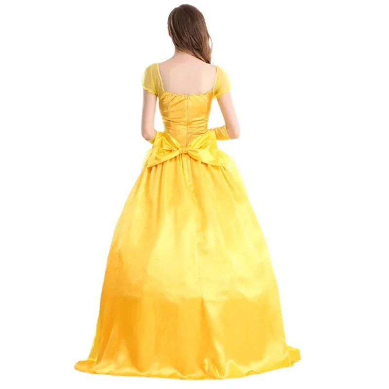 Fairytale Beauty and The Beast Princess Belle Dress Adult Halloween Cosplay Costume Party Gown