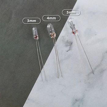 에디슨 백열 필라멘트 쌀 전구, 미니 표시기 전구, 3mm, 4mm, 5mm 램프 전구, 1.5V, 2V, 3V, 6V, 9V, 12V, 24V, 10 개