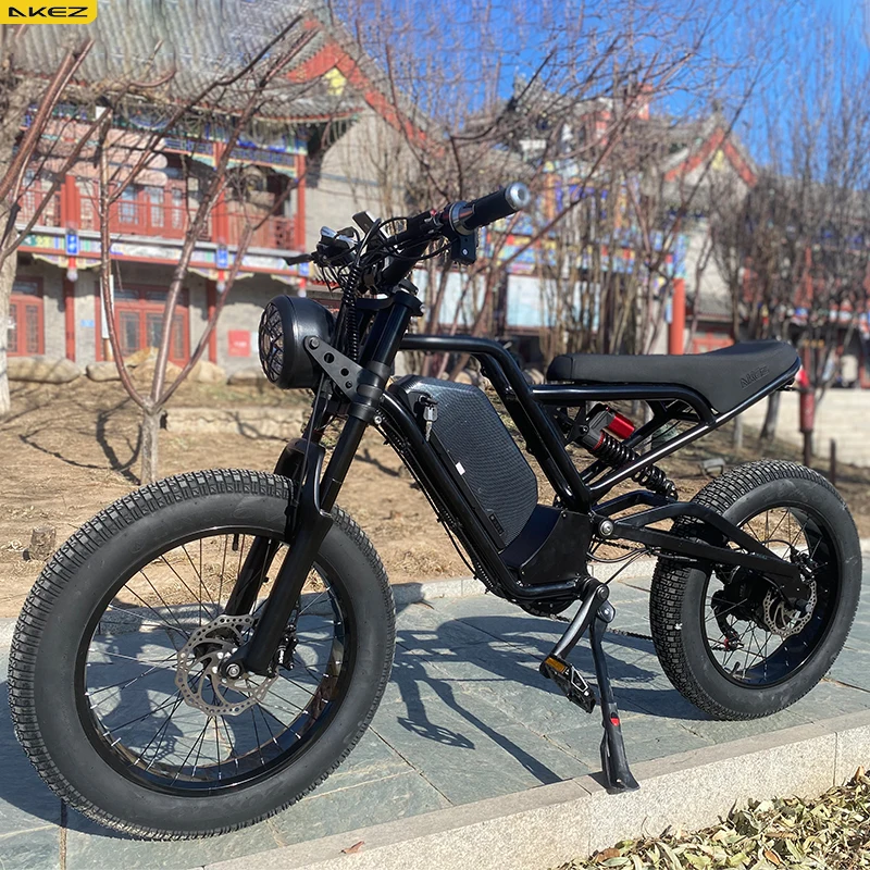 AKEZ 알루미늄 프레임 전기 자전거 레트로 오토바이 Ebike 유압 브레이크, 고성능 전기 오토바이
