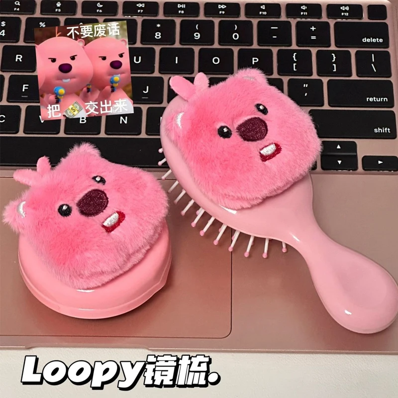 

Loopy Plush Air Bag Comb Cartoon Little Beaver Air Cushion Mirror Soft Portable Massage Mini Small Comb for Girl Gifts