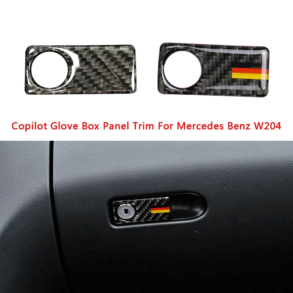 Carbon Fiber Copilot Glove Box Panel Cover Trim For Mercedes Benz C class W204 200 260 300 2007-2014 Car Interior Accessories