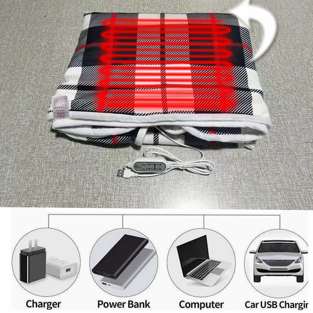 Electric Blanket Wearable 3 Heat Settings Soft Warm Shawl USB Electric Mat For Bed Home Office Body Warmer Heated Blanket