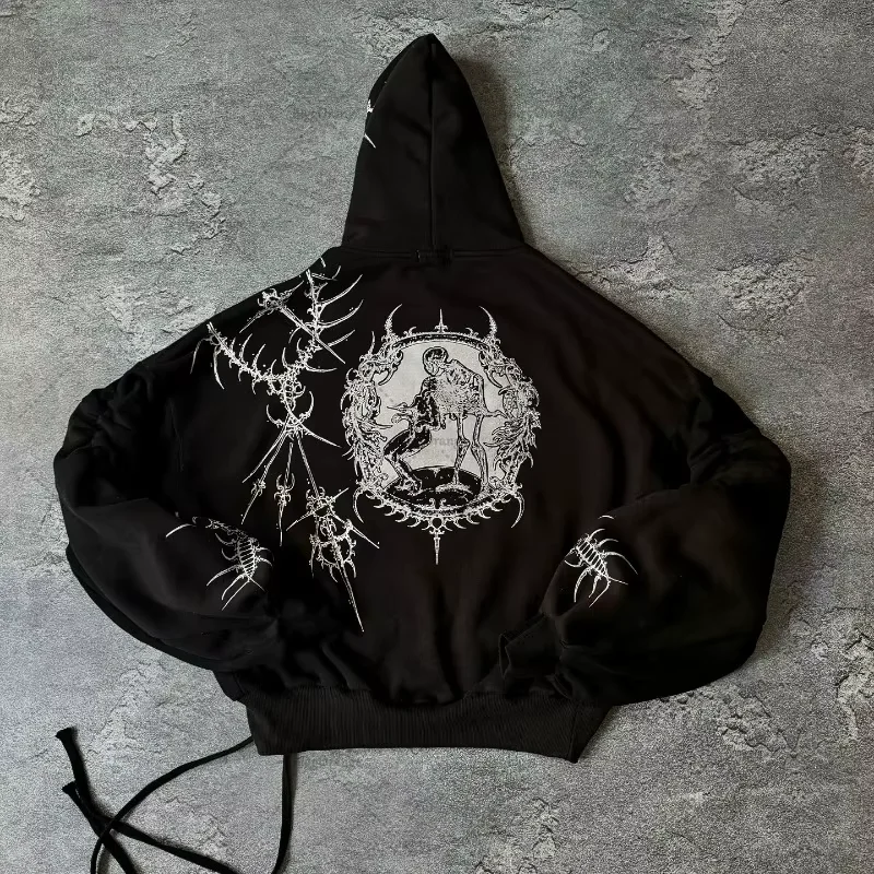 Neue Y2K Streetwear Jeans Amerikanische Straße Kleidung Herren Damen Harajuku Schädel Gerade Breite bein Hosen Hip-hop Casual Hoodie top – Detail 10