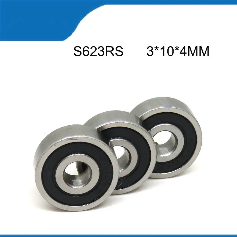 

5/10PCS S623-2RS (3*10*4MM) Sell Hot High Quality Stainless S623RS Steel Rubber Sealed Deep Groove Ball Bearing Shaft (ABEC-5）