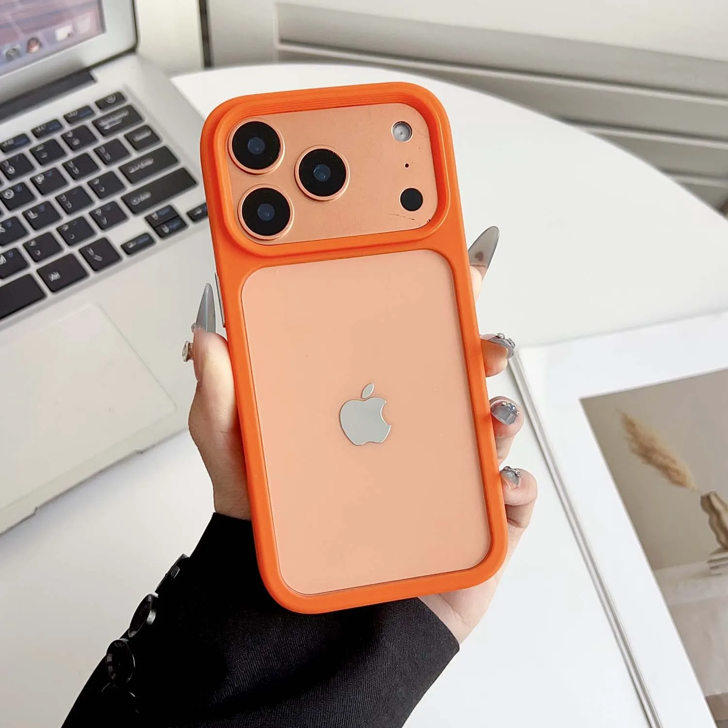 Transparent Skin Feel Shock Resistant Phone Case with TPU Border and Hardware Buttons