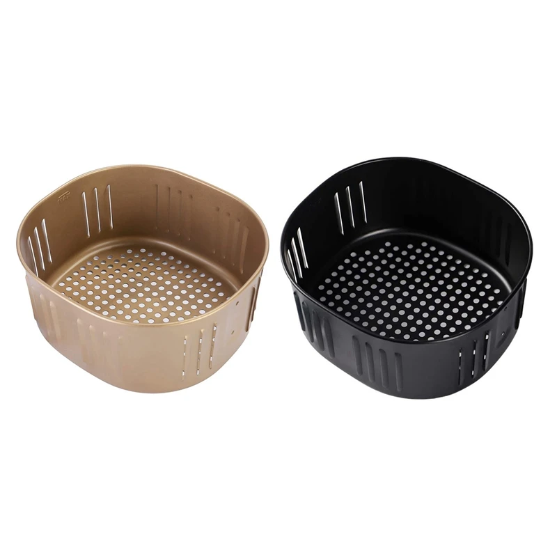 

2X Air Fryer Replacement Basket For Power XL DASH Gowise USA Cozyna 5.5Qt Air Fryer,Air Fryer Accessories(Golden&Black)
