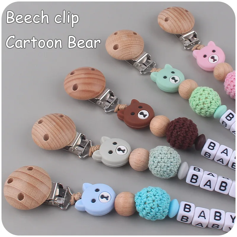 Baby Silicone Pacifier Clip Bear Teething Soother Chain For BPA Free Nursing Chew Toy Baby Dummy Holder Chain