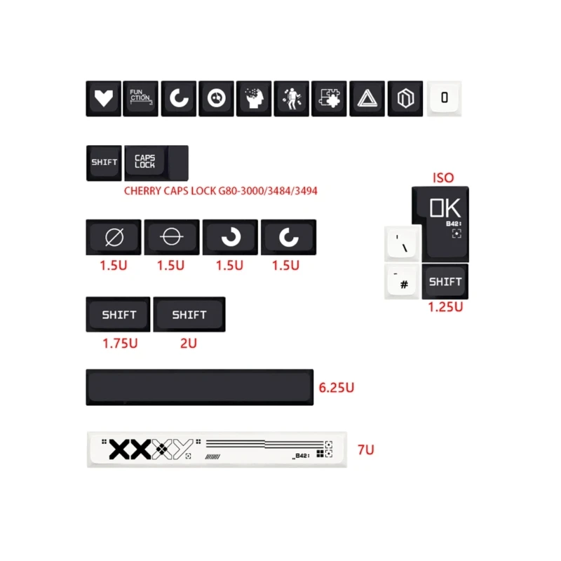 Колпачки для клавиш Y1UB PBT, 128 клавиш, механическая клавиатура XDA с термопечатью и краской Sub-Sub