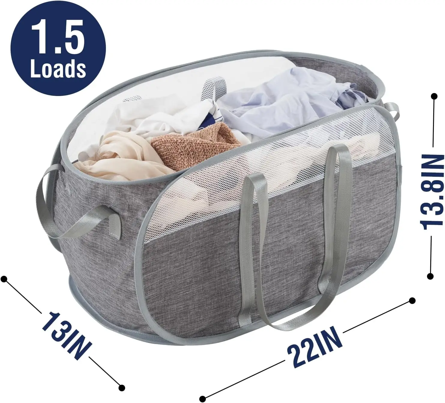 Foldable Pop-Up Laundry Hamper with Reinforced Handles for Home and Travel