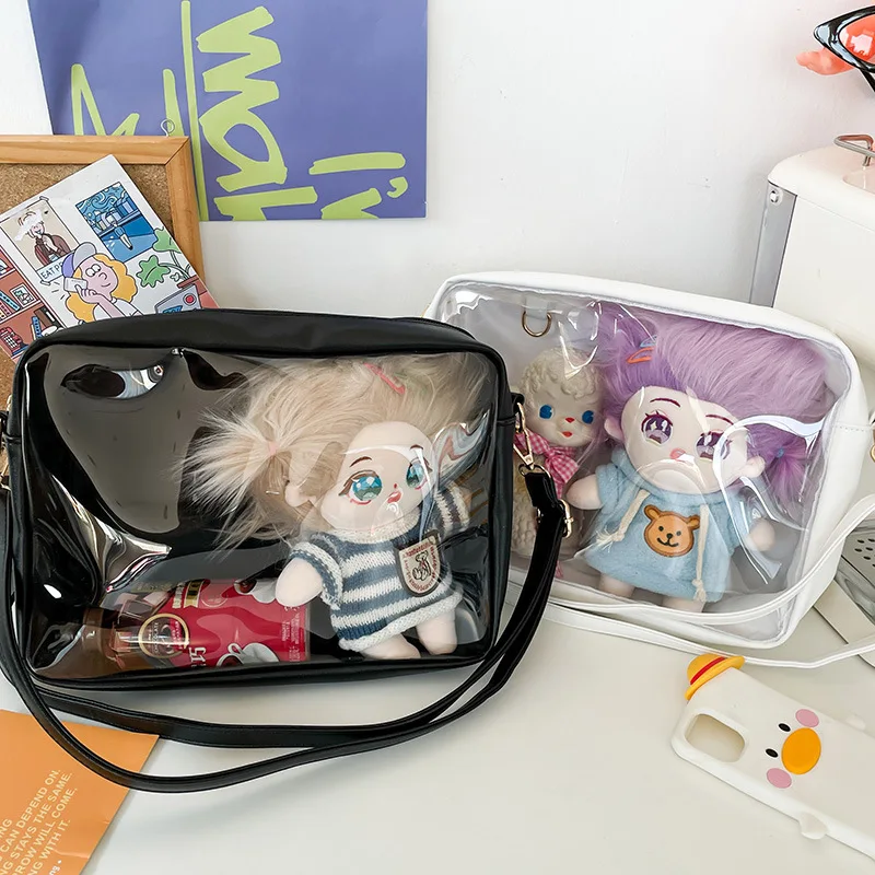 여성용 귀여운 일본 PU 가죽 크로스바디 백, 봉제 장난감, 투명 가방, 소녀 Ita 가방, Bolso, 20cm 높이, 신상 2024