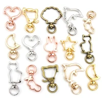 10pcs Cat Heart Snap Hook Trigger Clips Buckles For Keychain Lobster Clasp Hooks Key Ring Jewelry Supplies 2