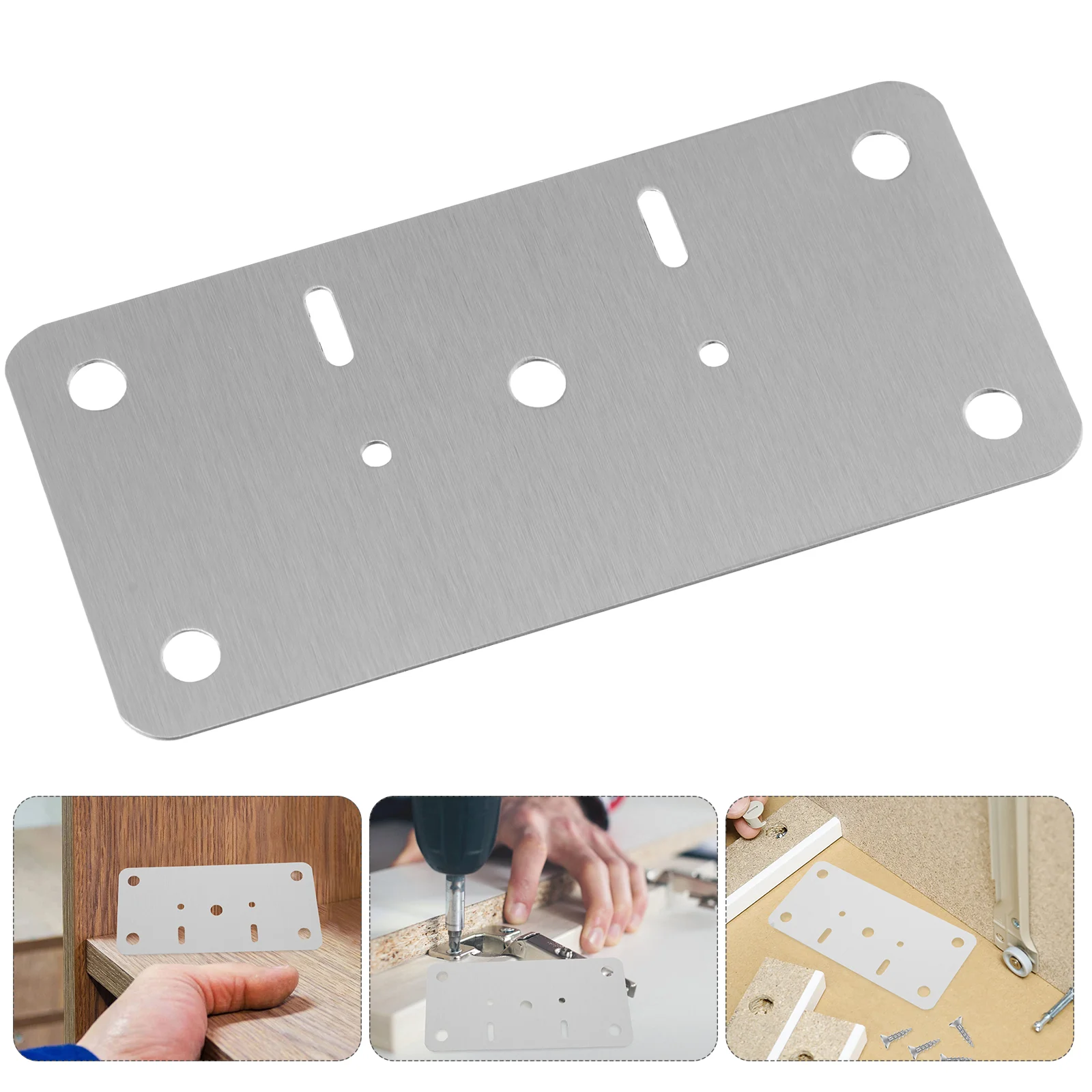 10 Sets Repair Fixed Plate Cabinet Hinges Kit for Plates Stainless Steel Door Fixing Thick with Hole Tool Kitchen Cupboard
