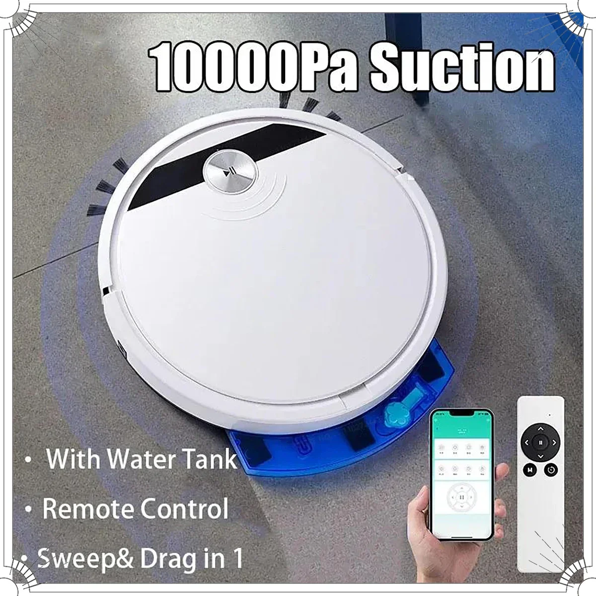 3-in-1 Smart Robot Vacuum Cleaner Household Sweeping Robot 2800PA with Remote Control & APP Super Quiet Wet & Dry Floor Mopping 1