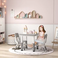 Aiyaplay Ensemble table et 2 chaises pour enfants réglables en hauteur pour enfants de 18 mois à 5 ans Facile à nettoyer 2