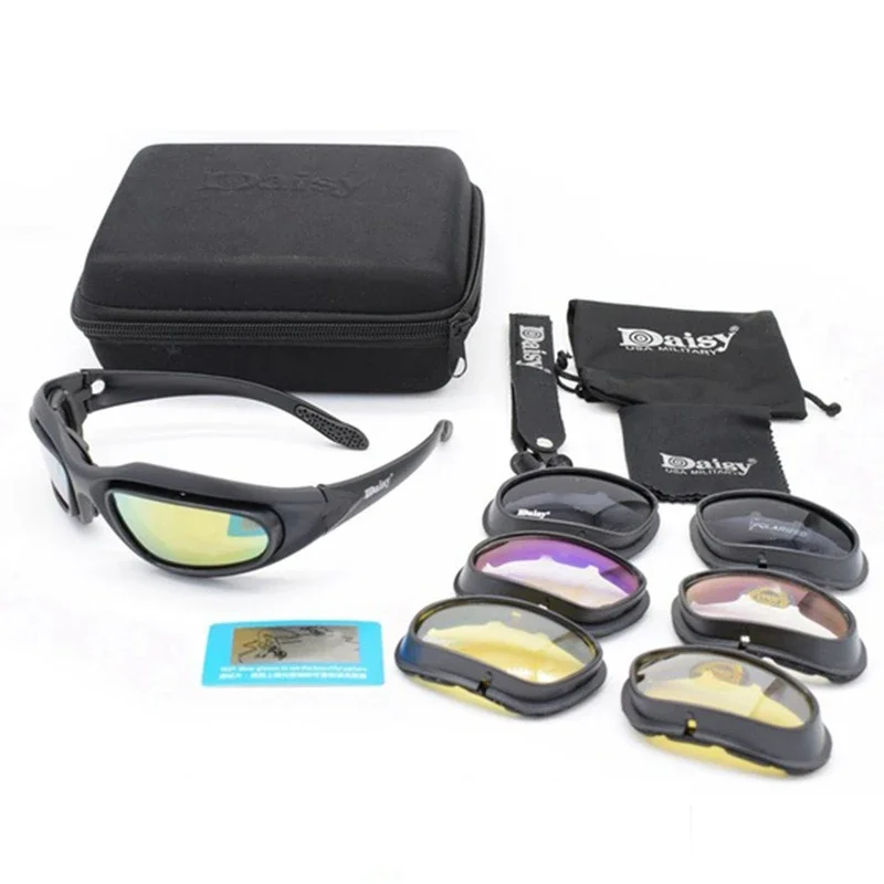 Safety Goggles Polarized Sports Glasses Polarized Glasses Tactical Goggles Shooting Glasses Polarized Goggles Polarized C5 Tactical Glasses Men Hunting Shooting Airsoft 4 Lens Outdoor Sport Hiking