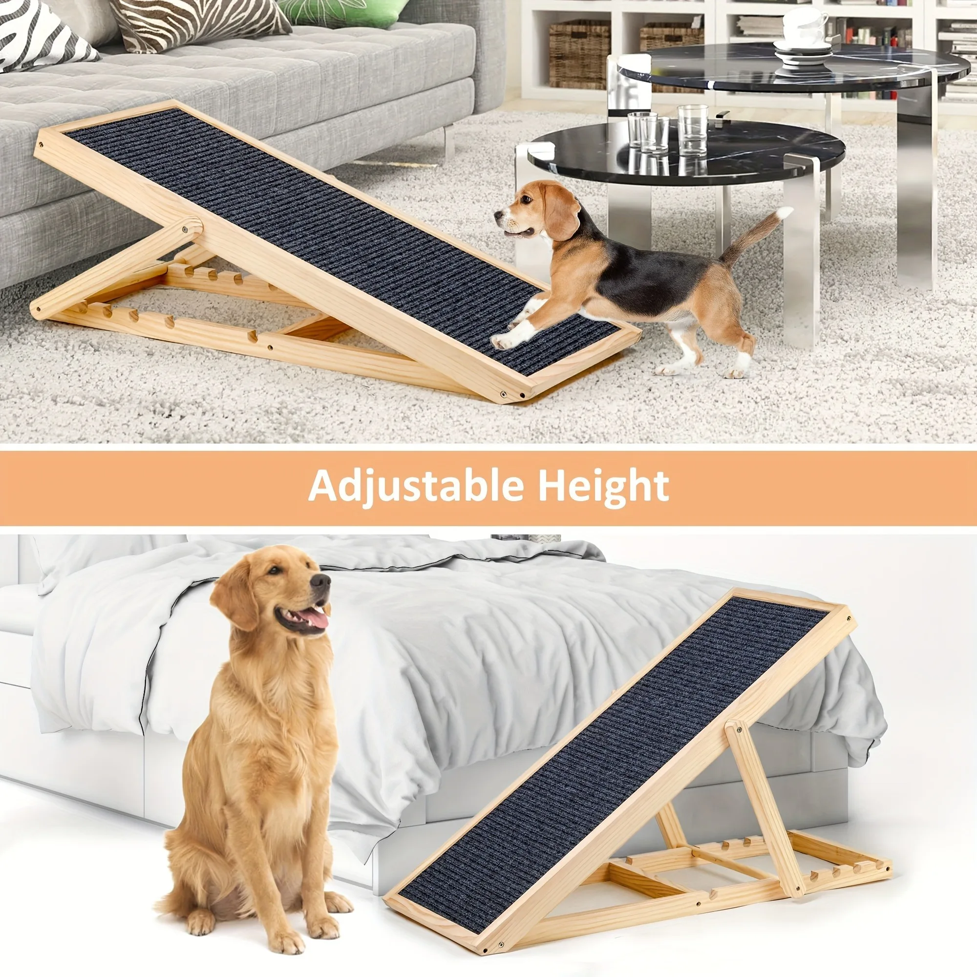 1 count Dog Cats Ramp, Upgraded Folding Portable Wood Pet Ramp for Small and Older Animals, 42" Long, Height from 14" to 26" 20