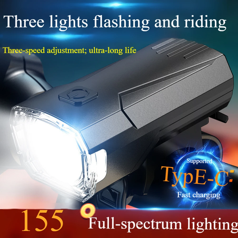 LED Bicycle Front Light Bike Flashlight Rechargeable Bicycle Head Light 3 Level Dimmable Bicycle Headlight Cycling Accessories
